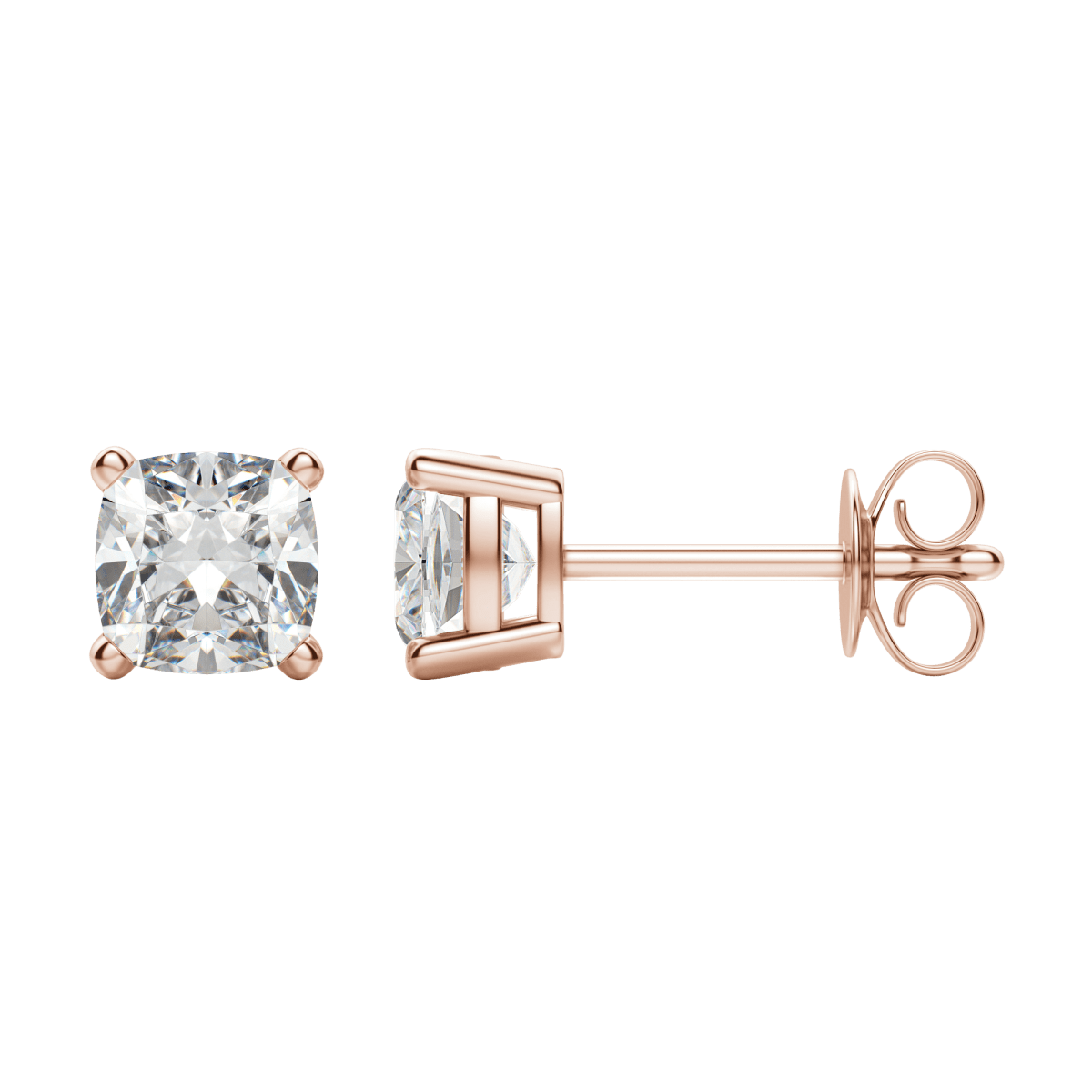 0.50CT - 2.0CT Cushion Solitaire D-VVS Lab Grown Diamond Earrings