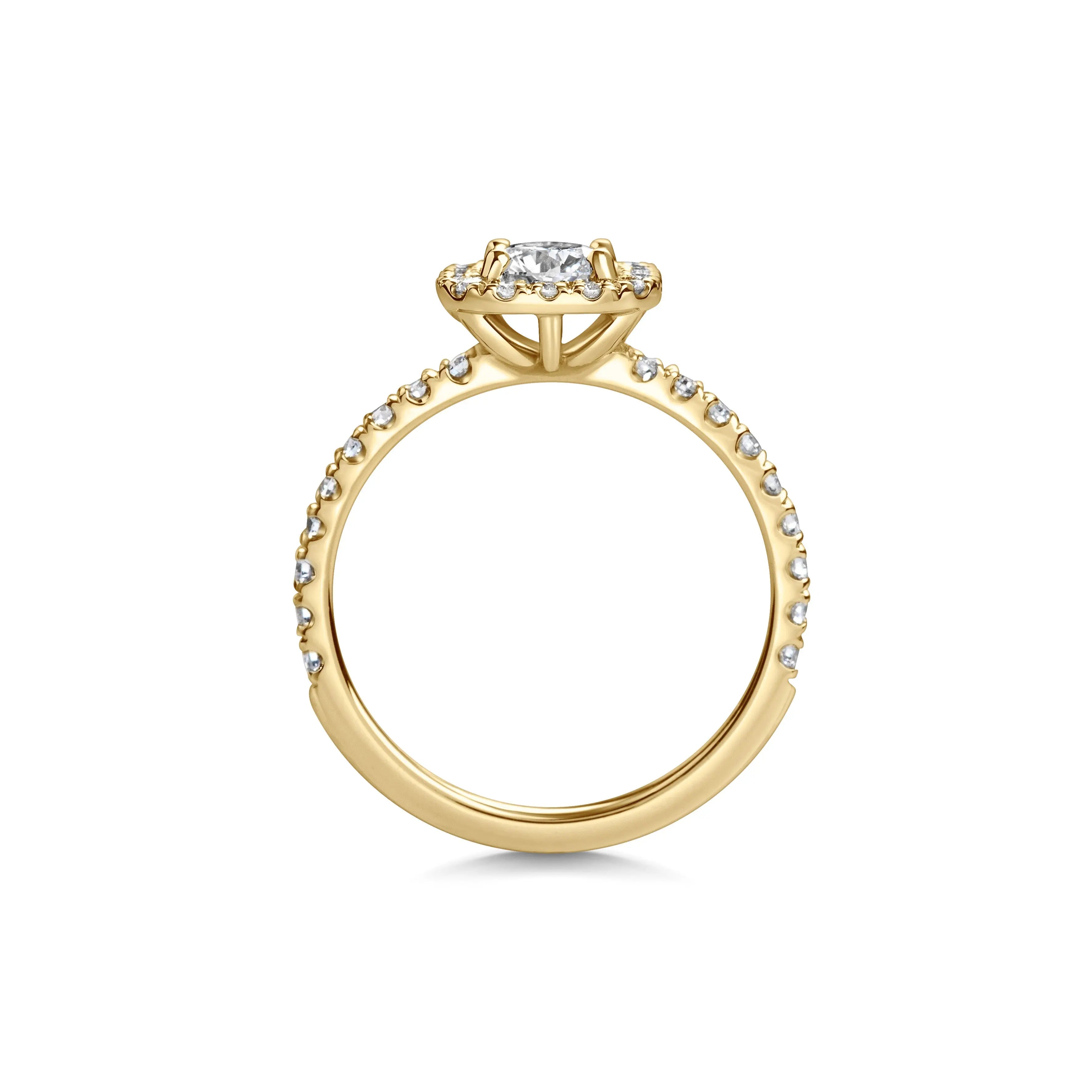 1.0 Ct Cushion Halo D- VVS Lab Grown Diamond Pave Engagement Ring