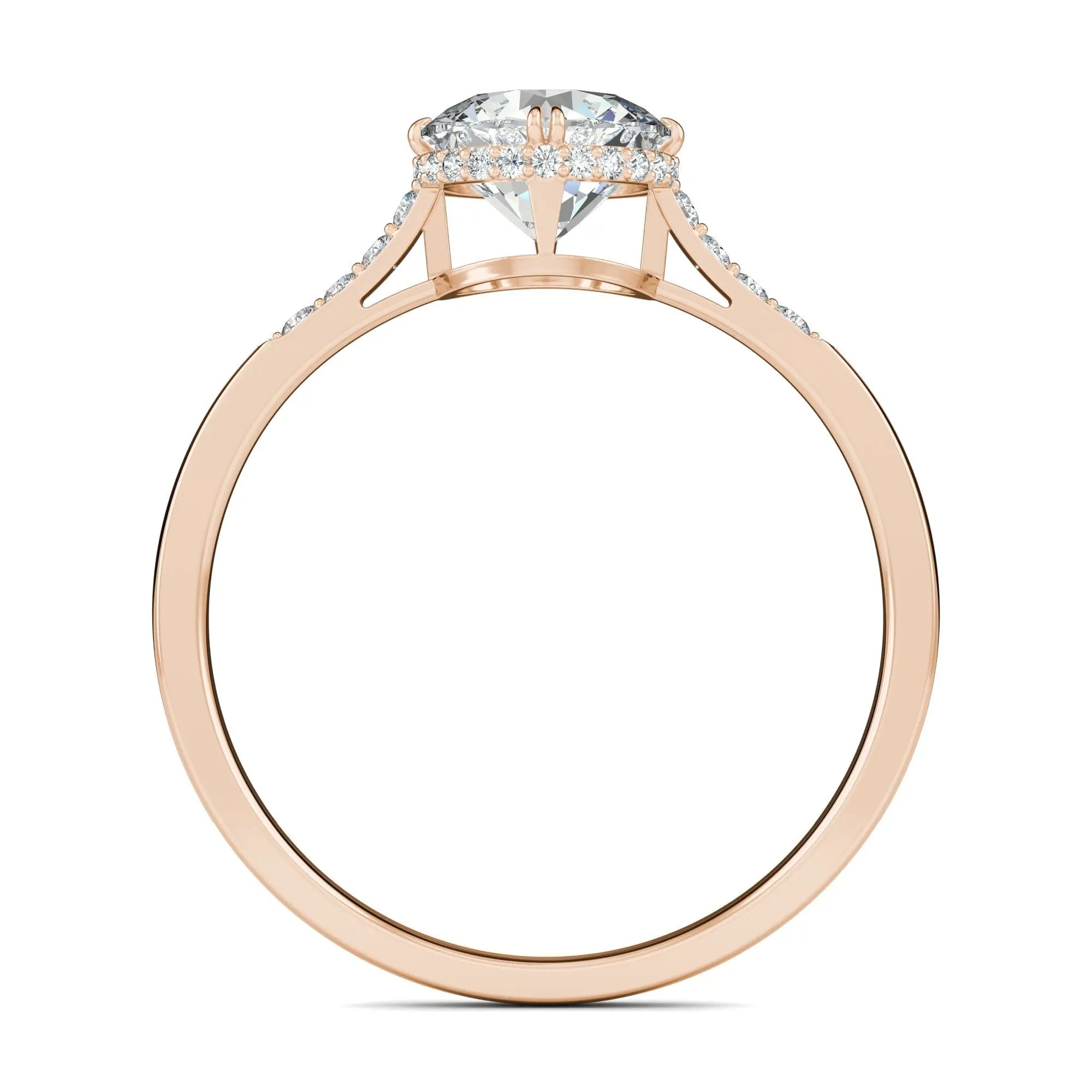 1.0 Ct Round D- VVS Lab Grown Diamond Hidden Halo Engagement Ring