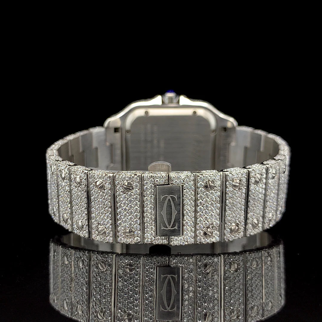 LUXURY CARTIER SILVER WITH ARABIC DIAL DIAMOND WATCH