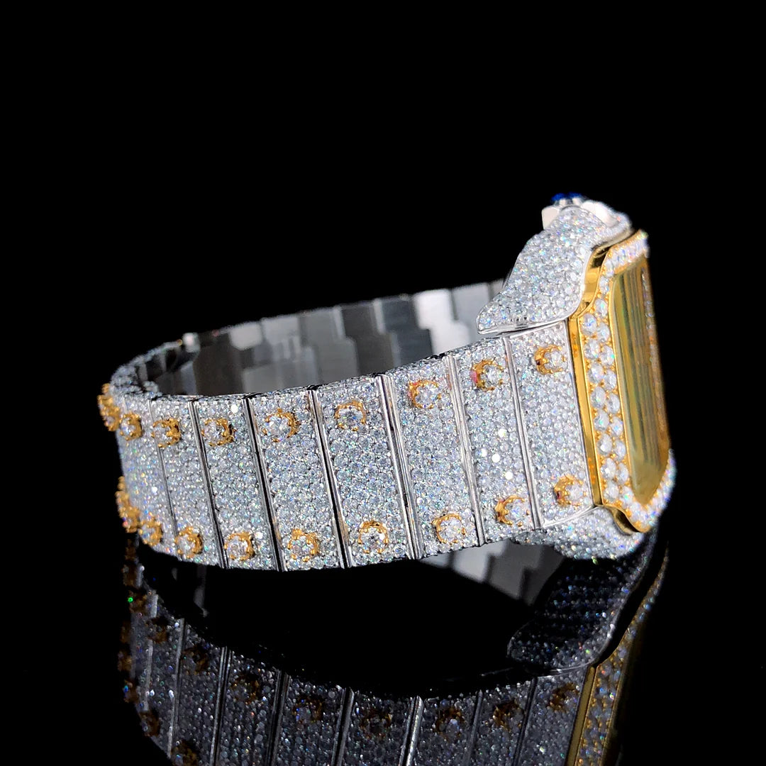 Luxury Cartier Two-Tone Silver and Gold Watch with Green Arabic Dial