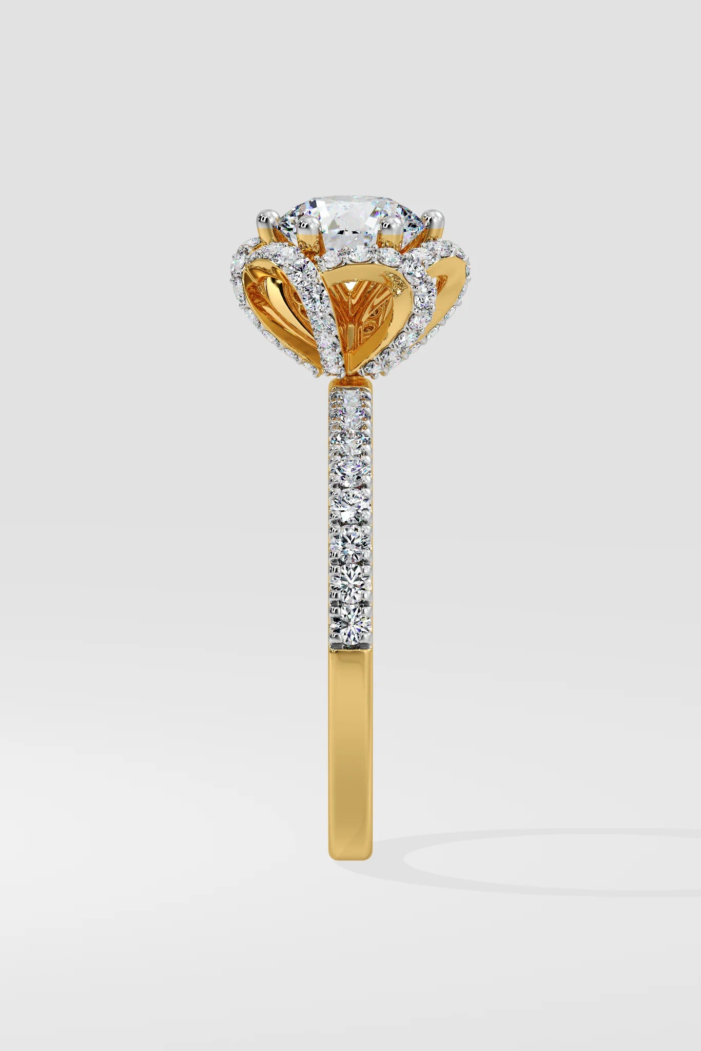 Round 1.5 CT Lab Grown Diamond Crown Diamond Band Solitaire Wedding Ring