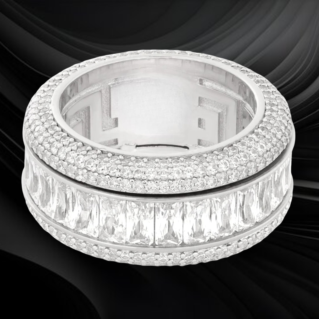 Luxury Moissanite VVS Diamond Emerald Shape Iced Ring