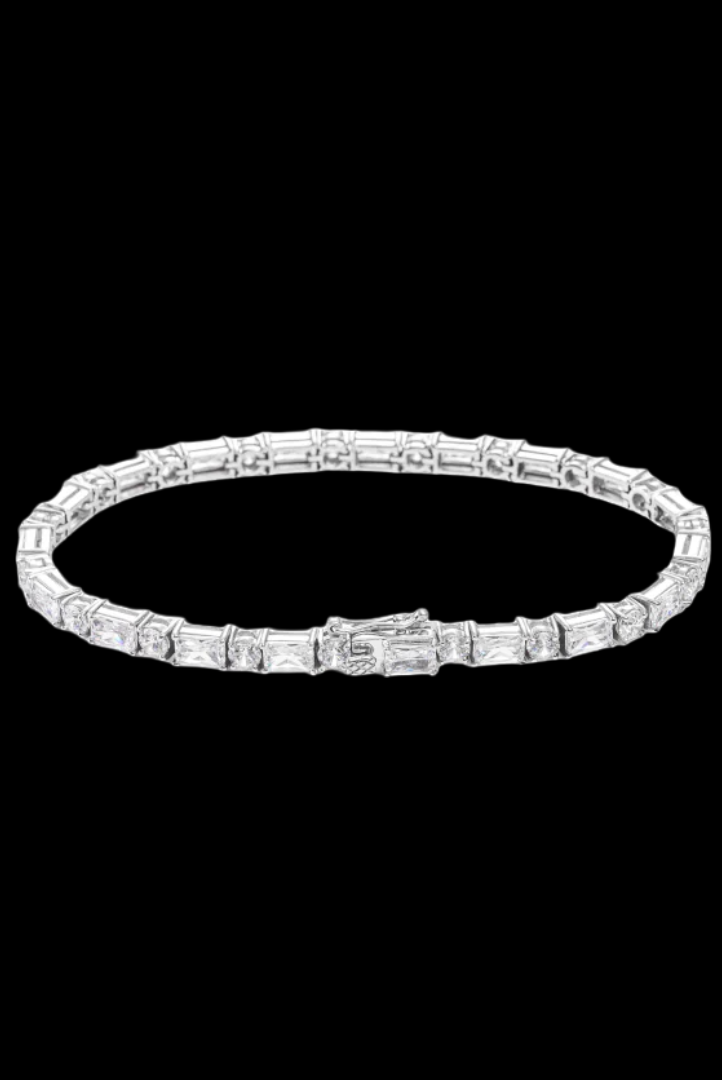 Tennis 1 CT VVS Moissanite Emerald & Round Cut Diamond Mixed Cut Unique Bracelet
