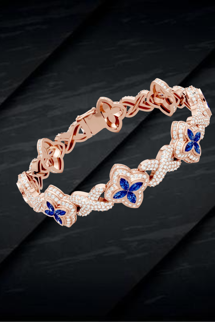 Round Blue Candy Enfinity Link Chain Women's Bracelet