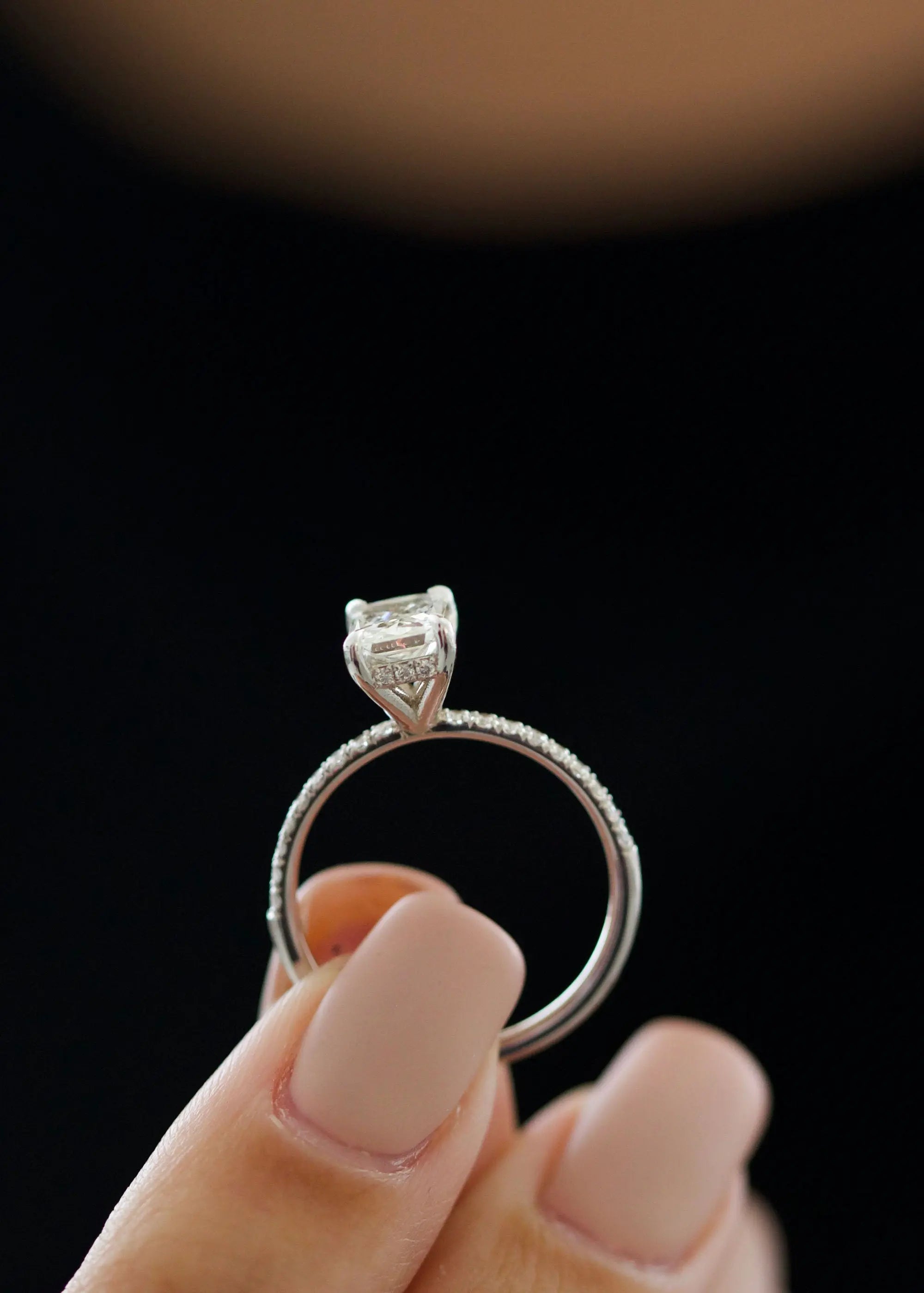 1.0 ct Radiant D-VVS Lab Grown Diamond Pave Engagement Ring
