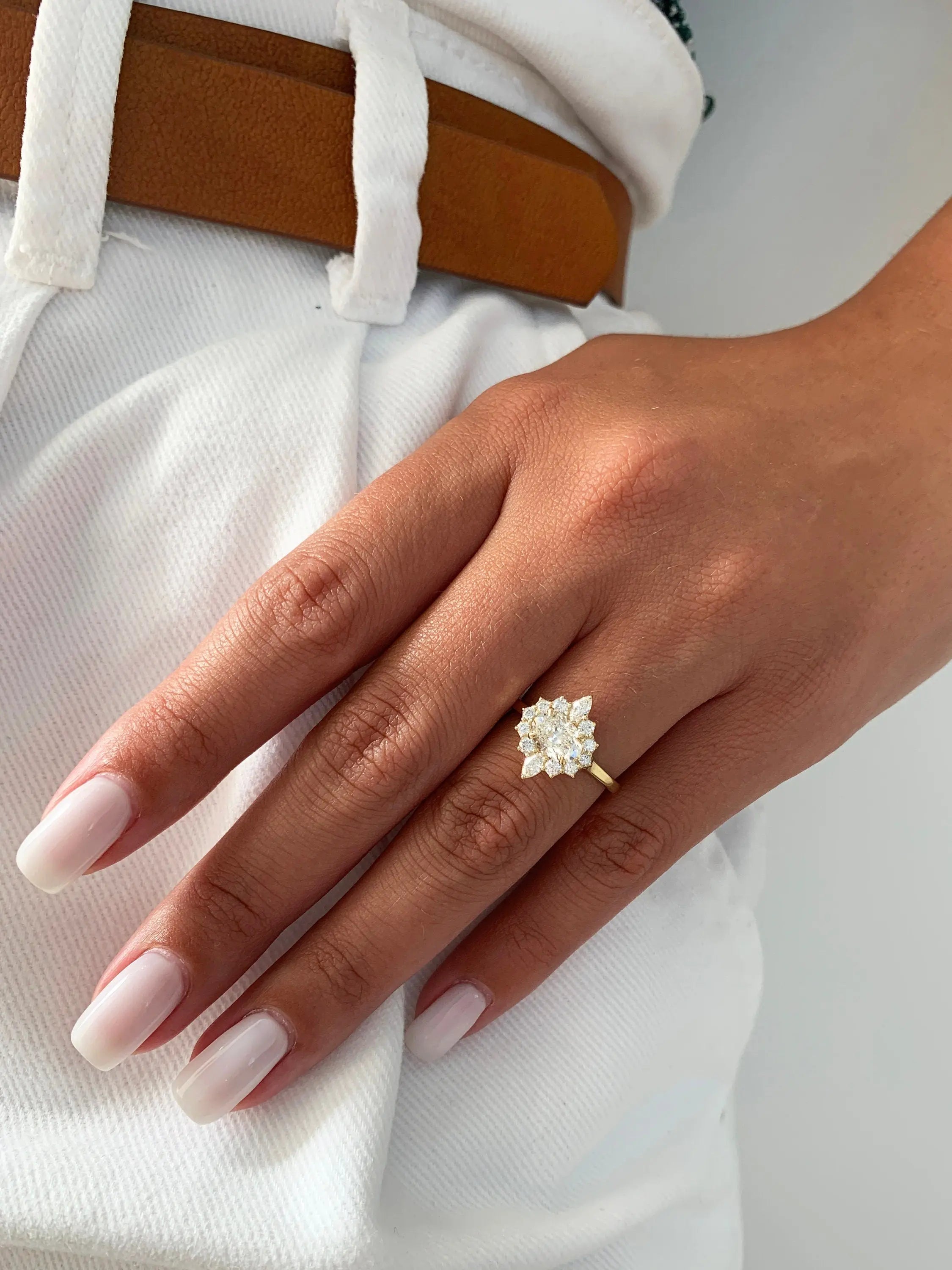 1.50 ct Oval D-VVS Lab Grown Diamond Halo Engagement Ring