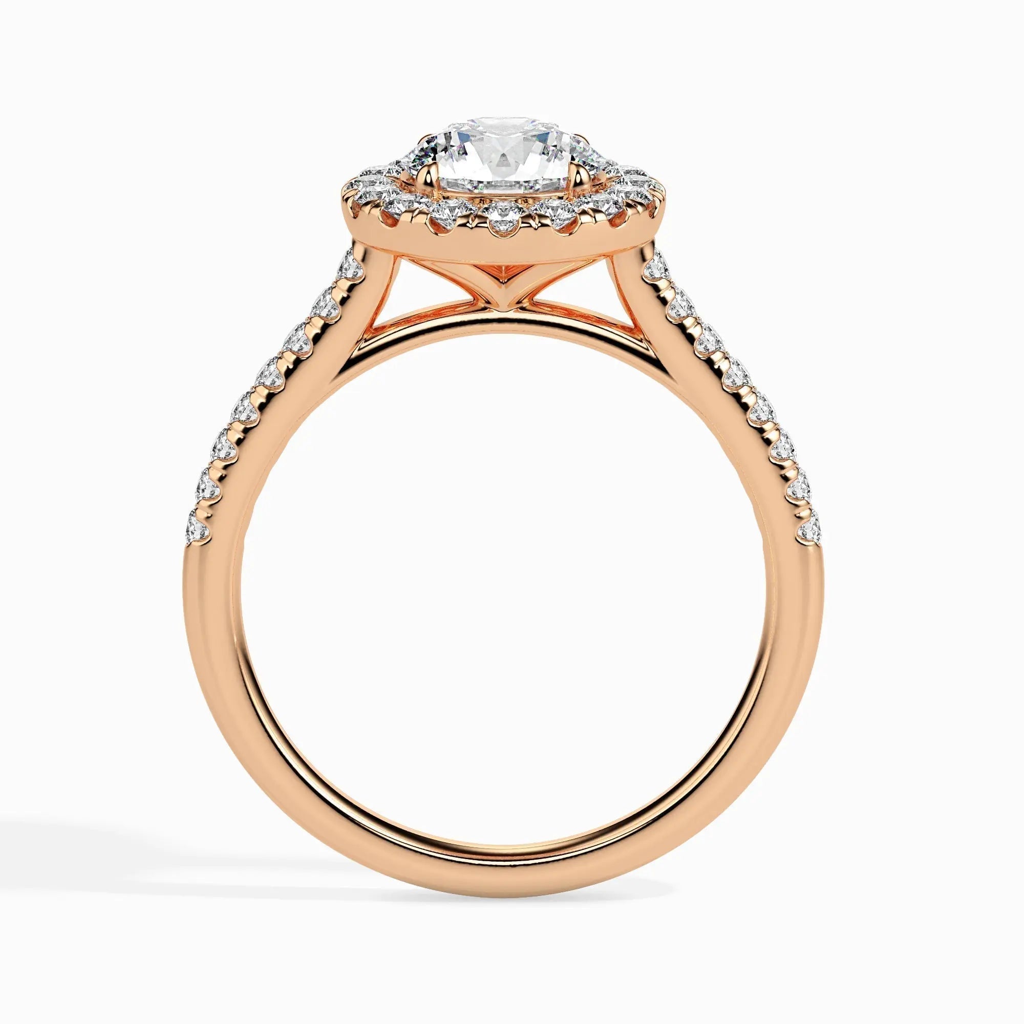 1.0 ct Round Halo D- VVS Lab Grown Diamond Pave Engagement Ring
