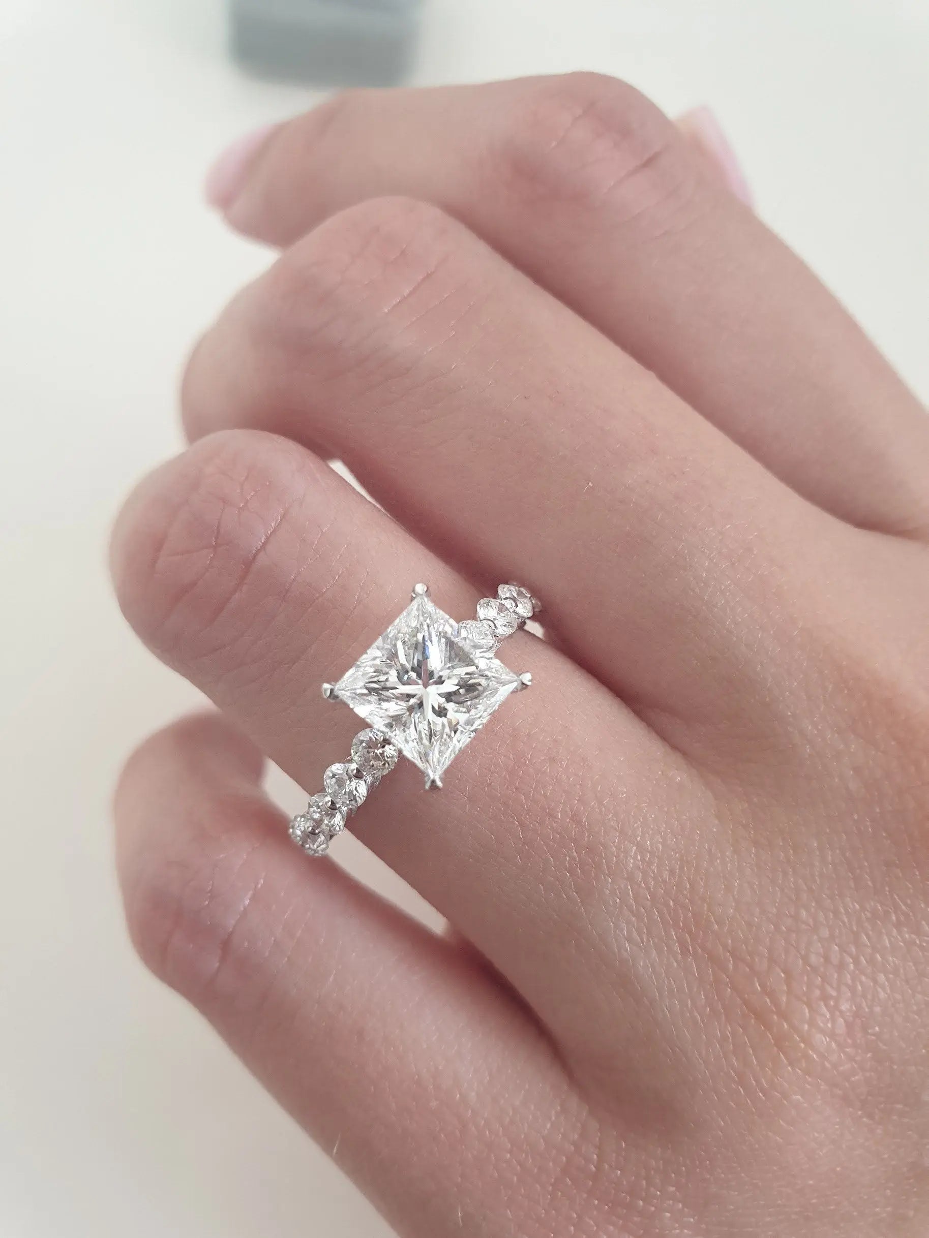 2.00 ct Princess D-VVS1 Lab Grown Diamond Pave Engagement Ring