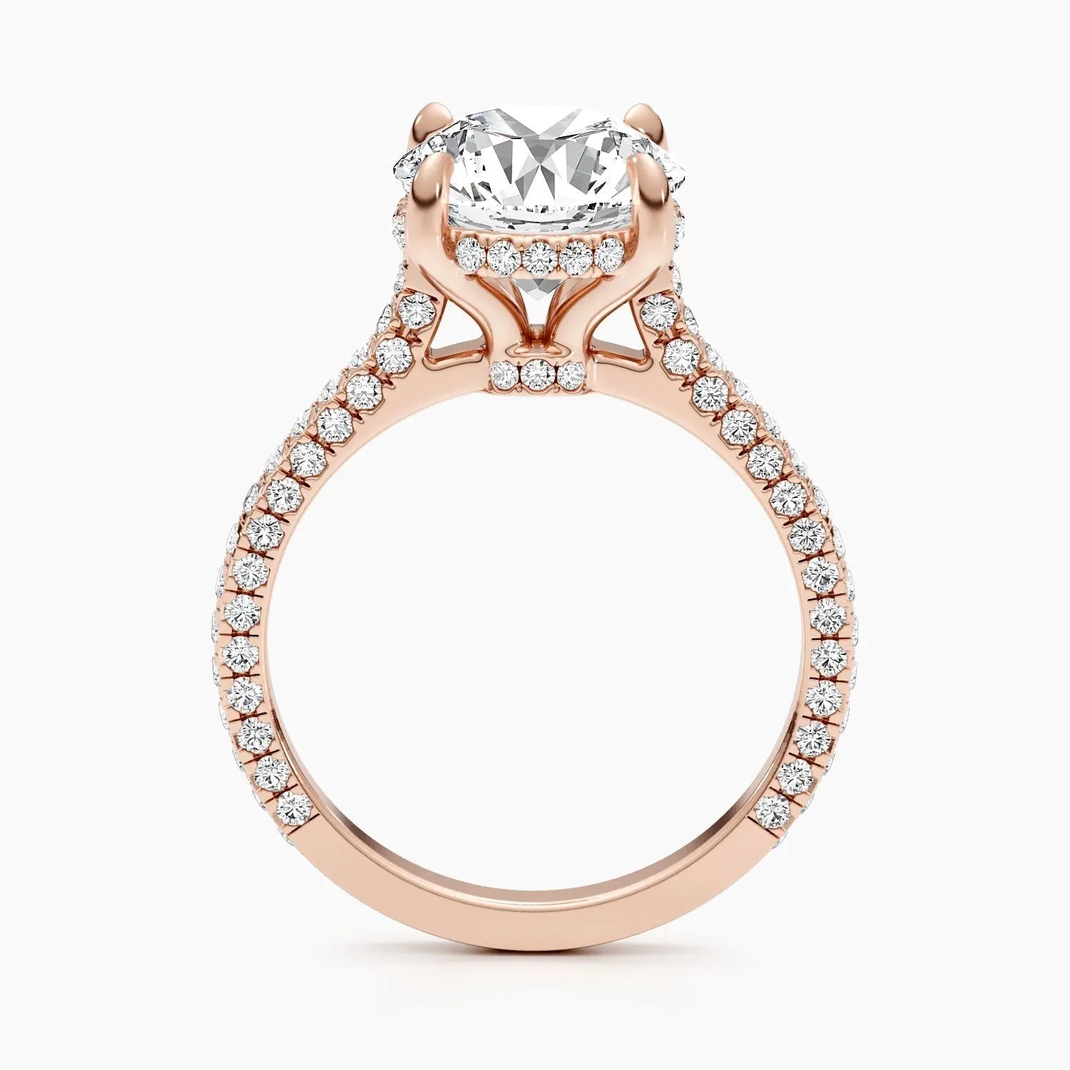 2.50 ct Round D- VVS Hidden Halo Lab Grown Diamond Pave Engagement Ring