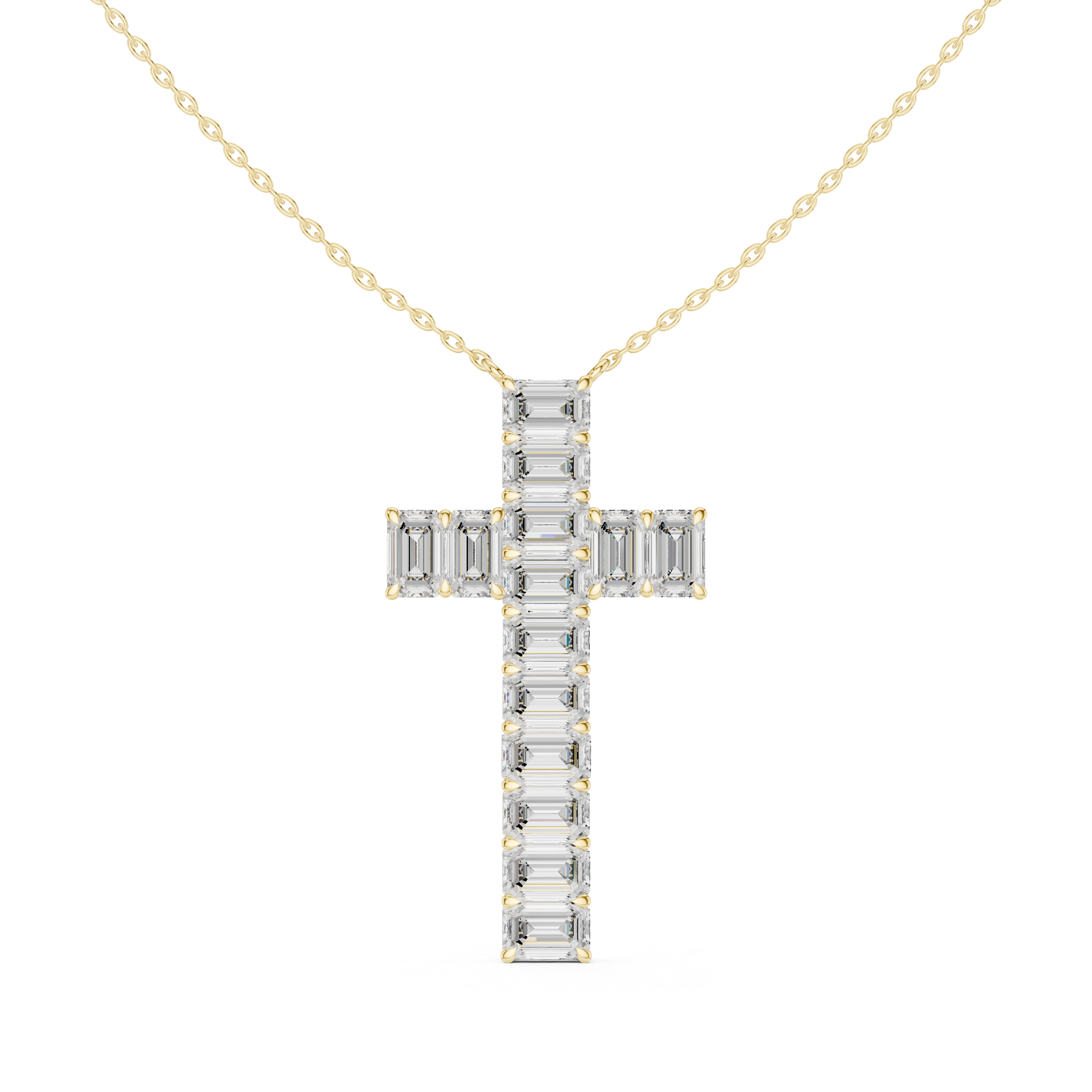 Elegant 0.5-Carat Emerald-Cut VVS Moissanite Diamond Cross Pendant