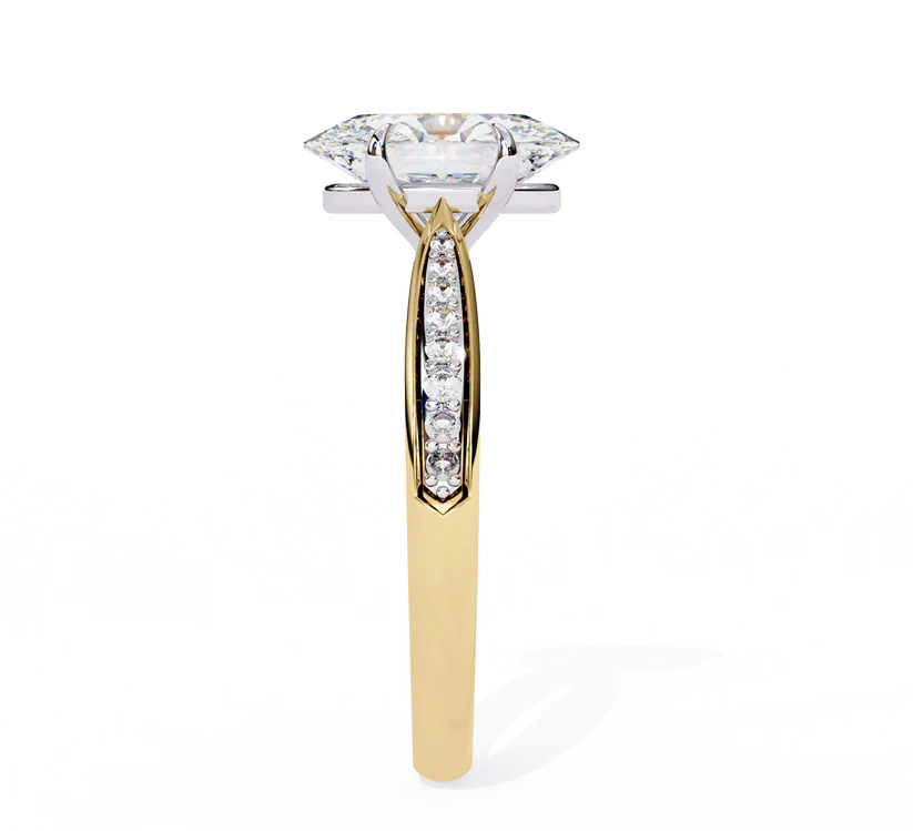 Exquisite 2 CT Oval Lab-Grown Diamond 4-Prong Pave-Set Solitaire Diamond Ring