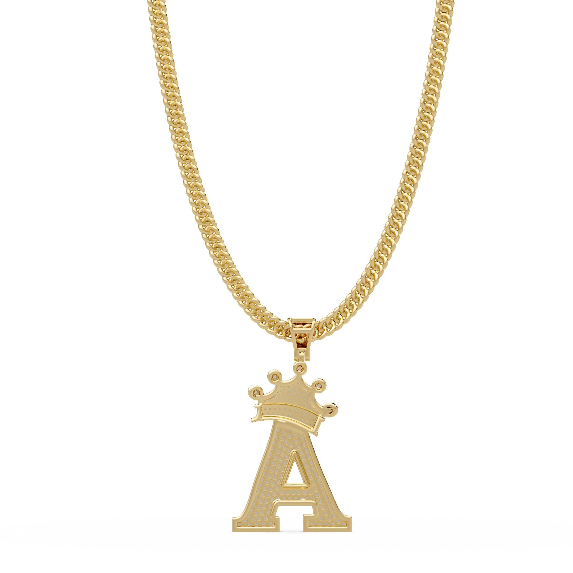 Crown A Initial Pendant VVS Moissanite Diamond Custom Letter Charm