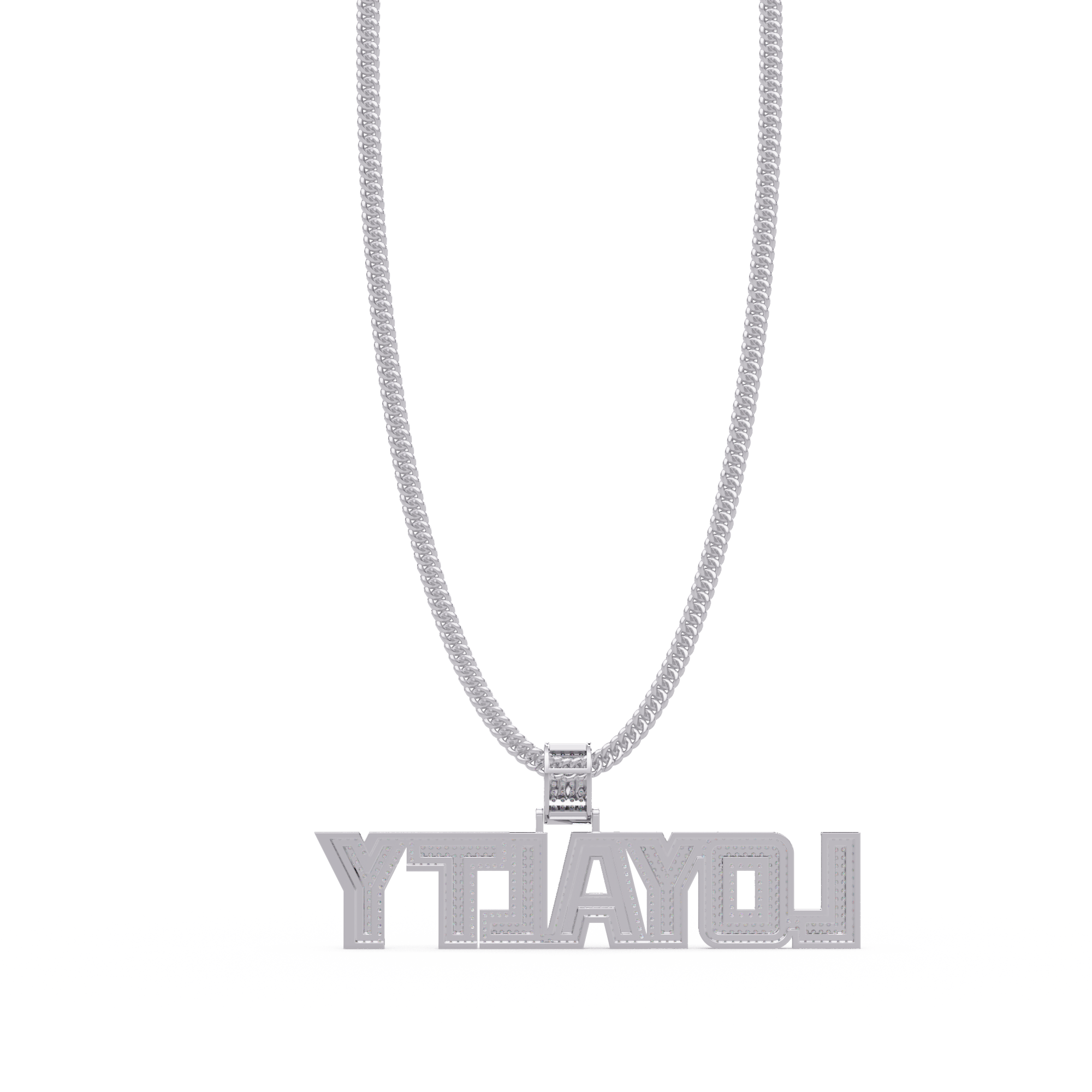 “LOYALTY Letter Pendant Fully Iced Moissanite Diamond Charm