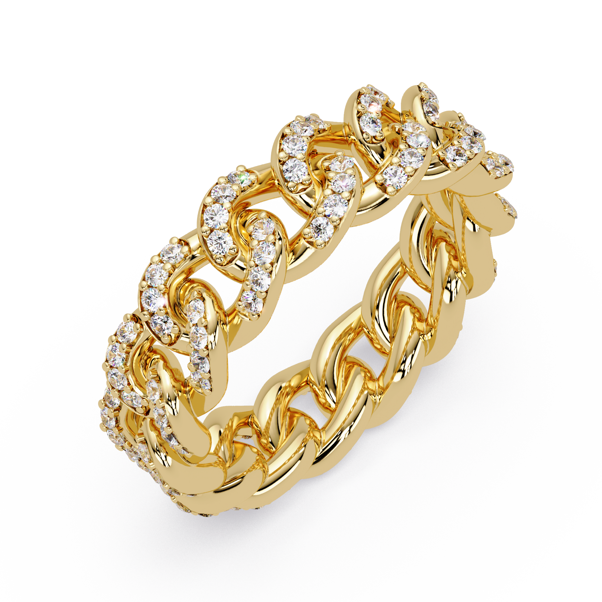 1.20 Ct Round Cut vvs Moissanite Diamond Cuban chain Link Ring