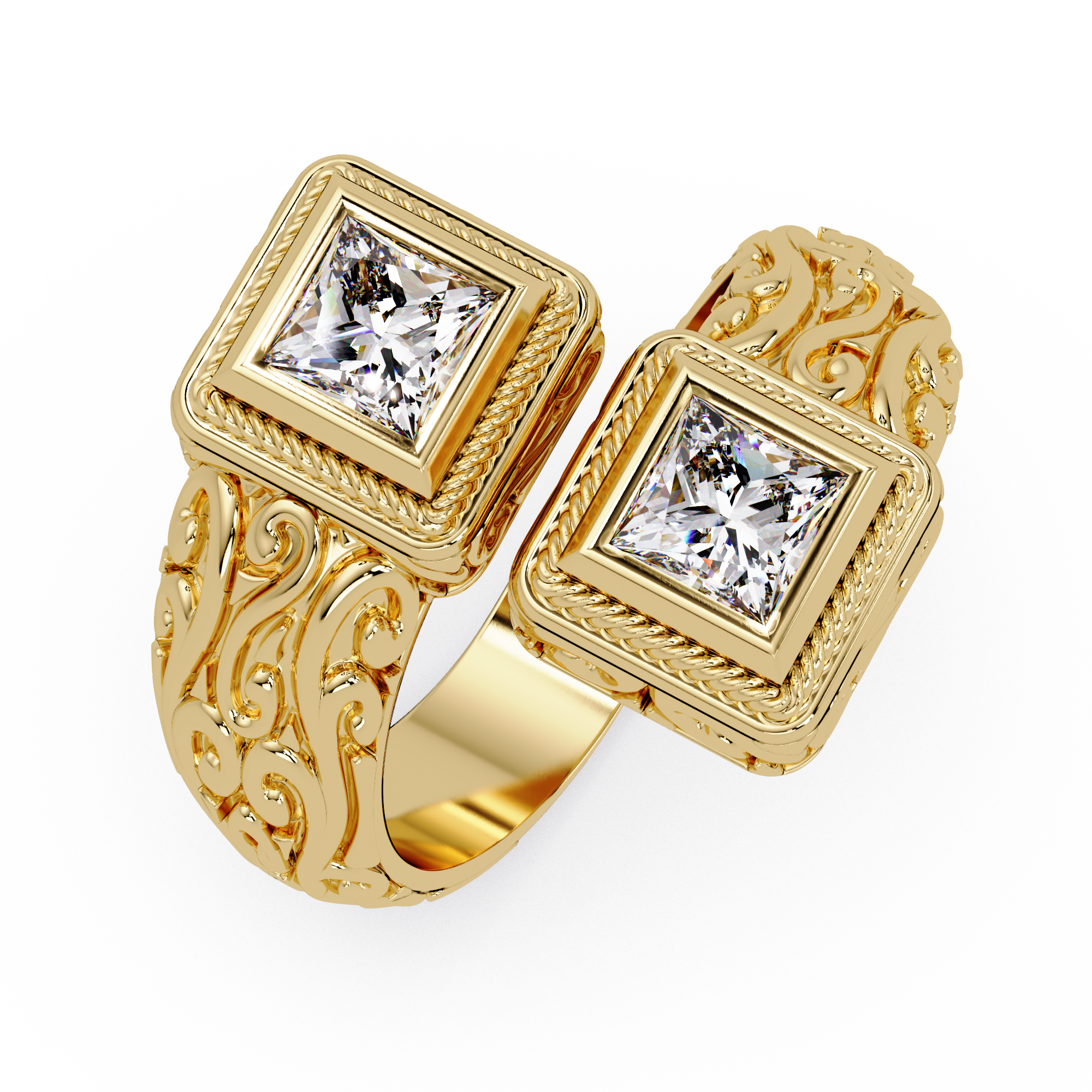 2.0 Ct Princess Cut vvs Moissanite Diamond Double Stone Ring