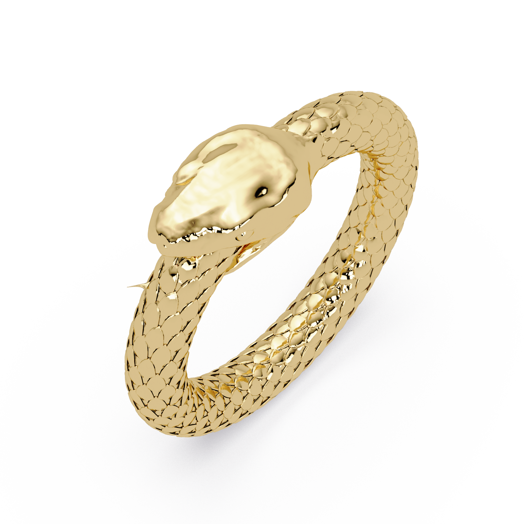 Custom Design Snake Head Textured Serpent Band Ring