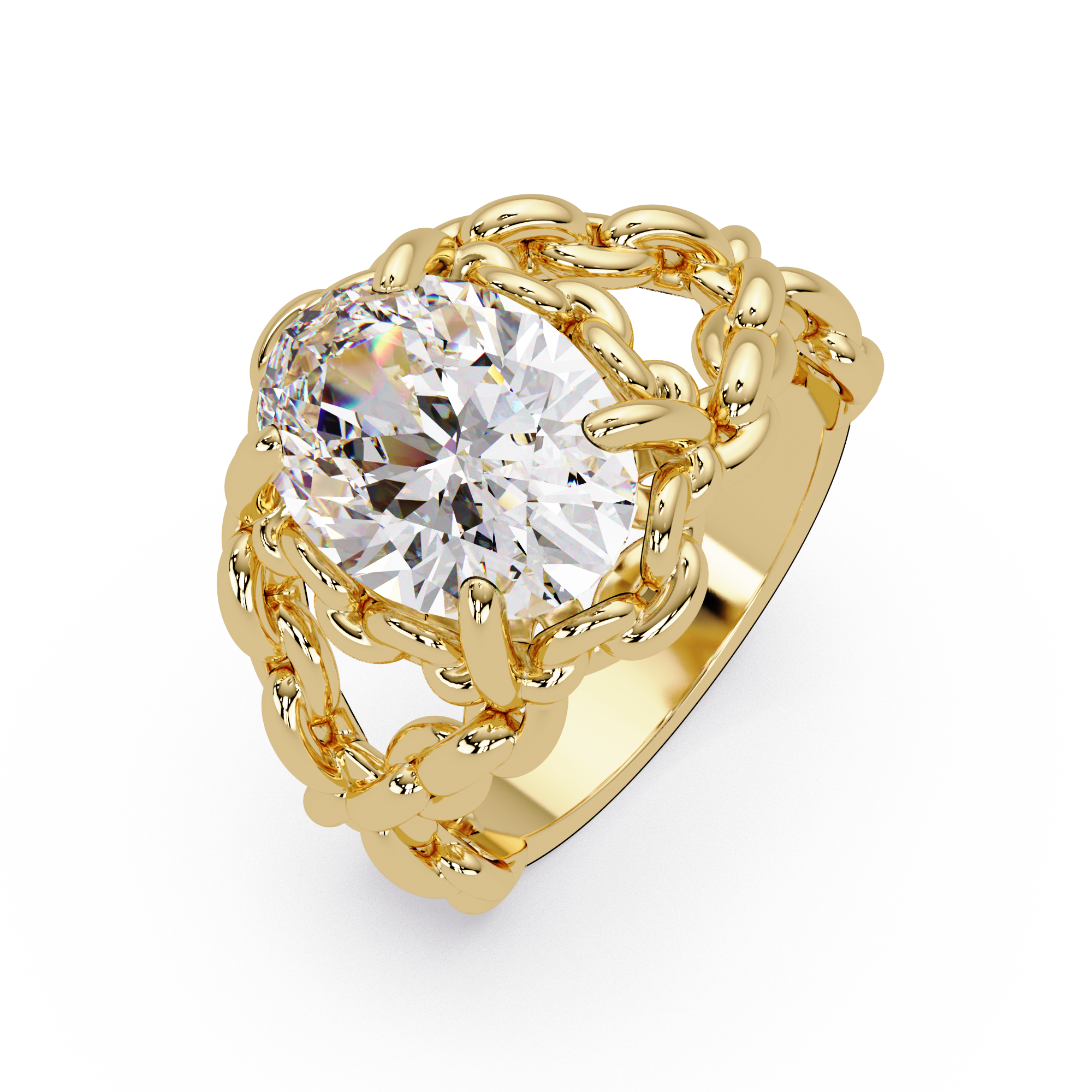 Elegant 3-Carat Oval-Cut VVS Moissanite Diamond Braided Band Ring