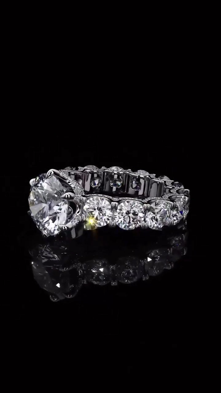 Round Cut 1.5 CT Lab Grown Diamond Fully Iced with Diamonds Solitaire Engagement Ring