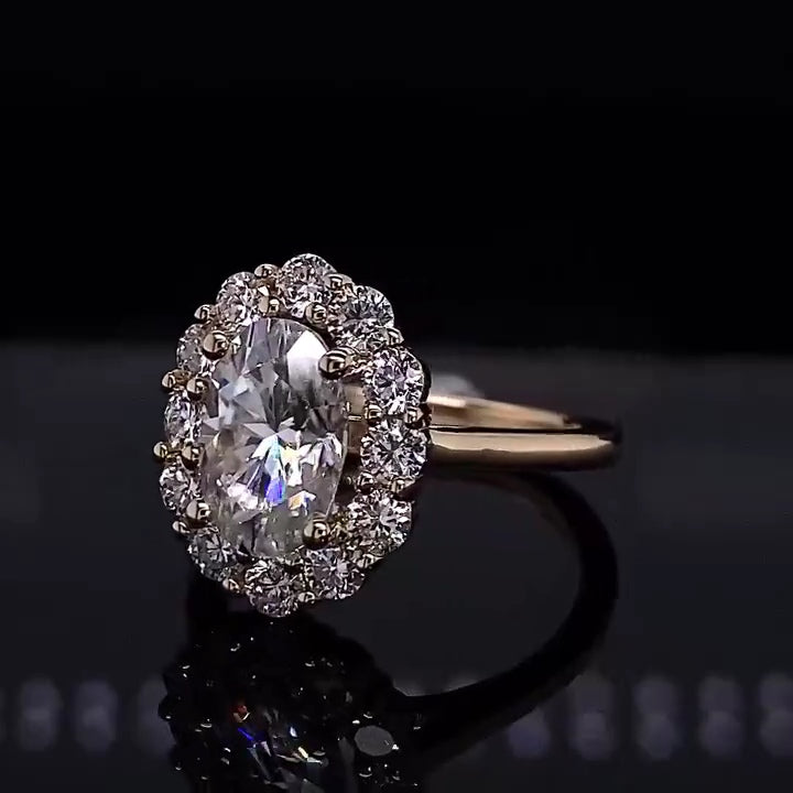 Oval Cut 2.0 CT Lab Grown Diamond Solitaire Flower Outfit Custom Ring for Her