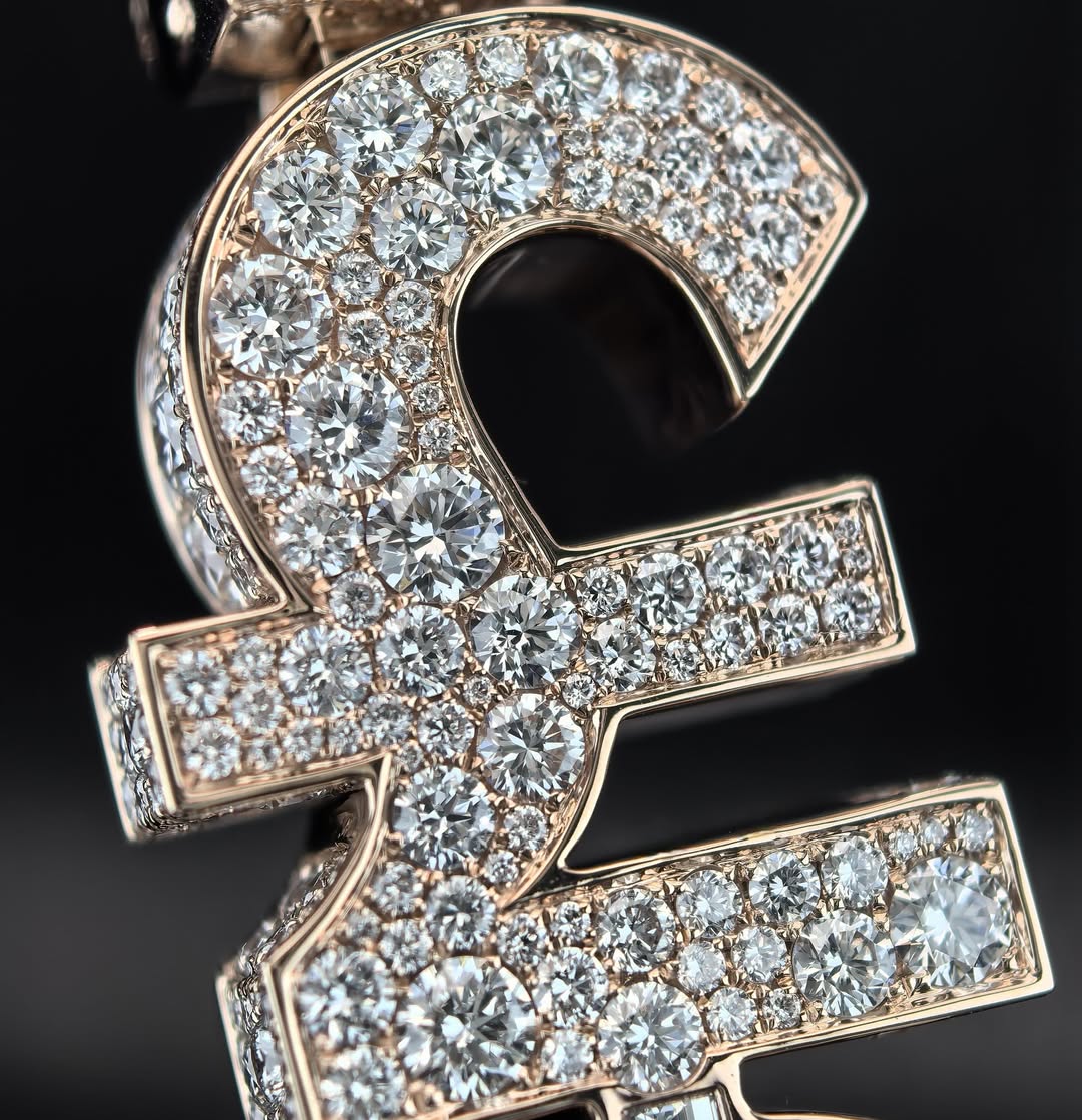 Custom Fully Iced VVS Moissanite Golden Font & $ Pendant