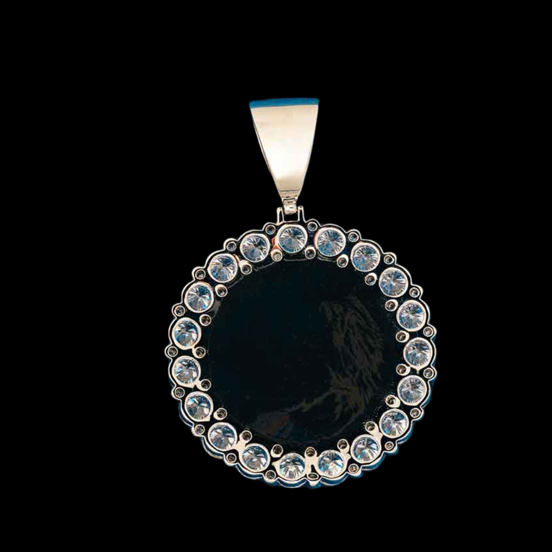 Fully Iced Out Round Cut VVS Moissanite Diamond Round Memory Pendant