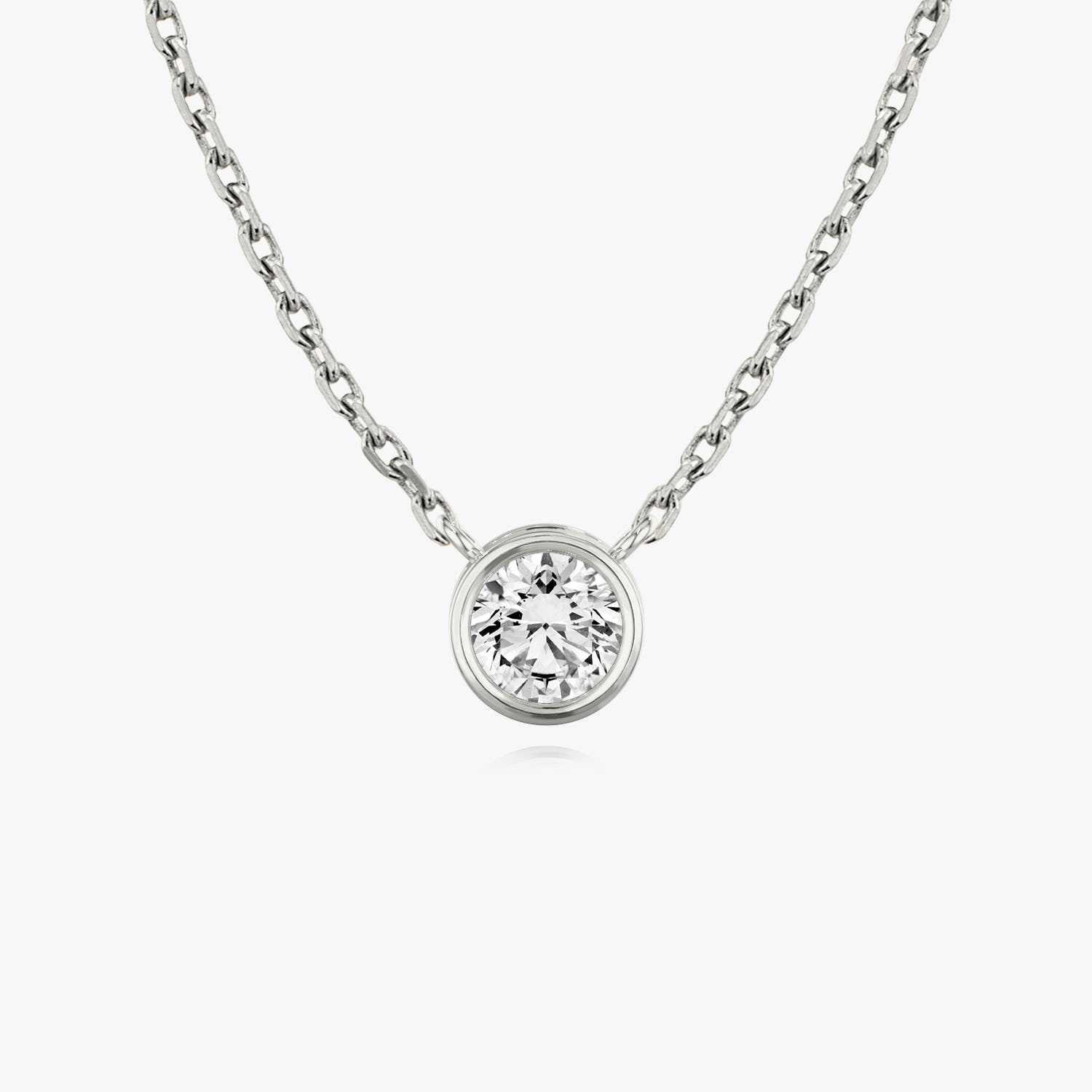 1.0CT Round Bezel Solitaire D-VVS Lab Grown Diamond Necklace