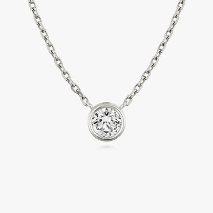 1.0CT Round Bezel Solitaire D-VVS Lab Grown Diamond Necklace