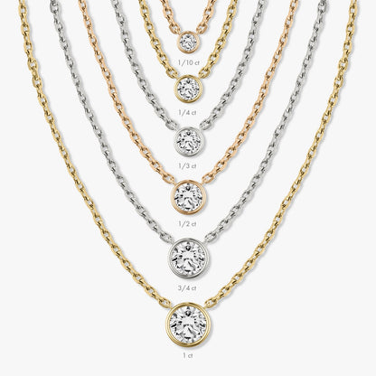 1.0CT Round Bezel Solitaire D-VVS Lab Grown Diamond Necklace