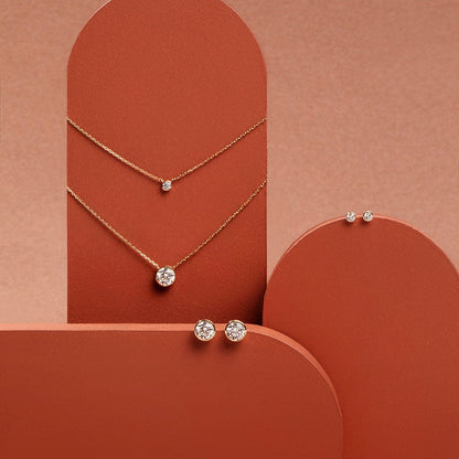 1.0CT Round Bezel Solitaire D-VVS Lab Grown Diamond Necklace