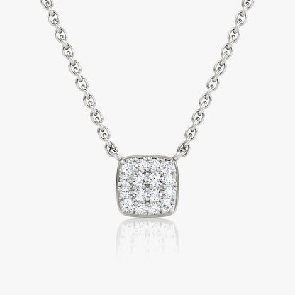 0.20 CTW Round E-VVS Lab Grown Diamond Cushion Halo Women's Necklace