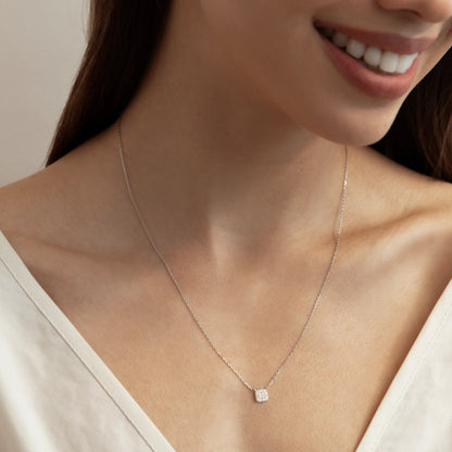 0.20 CTW Round E-VVS Lab Grown Diamond Cushion Halo Women's Necklace