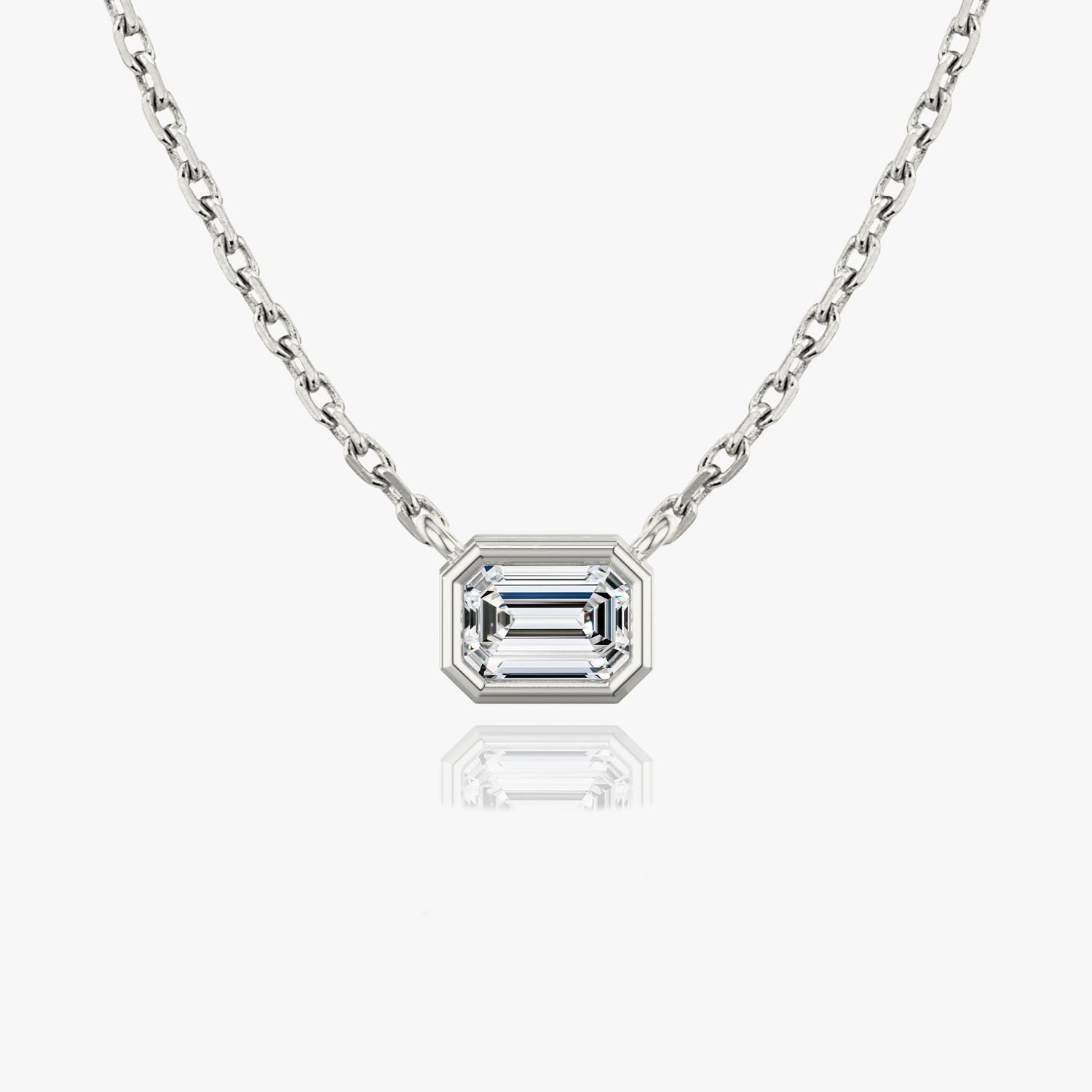 1.0CT Emerald Cut Bezel Solitaire D-VVS Lab Grown Diamond Necklace