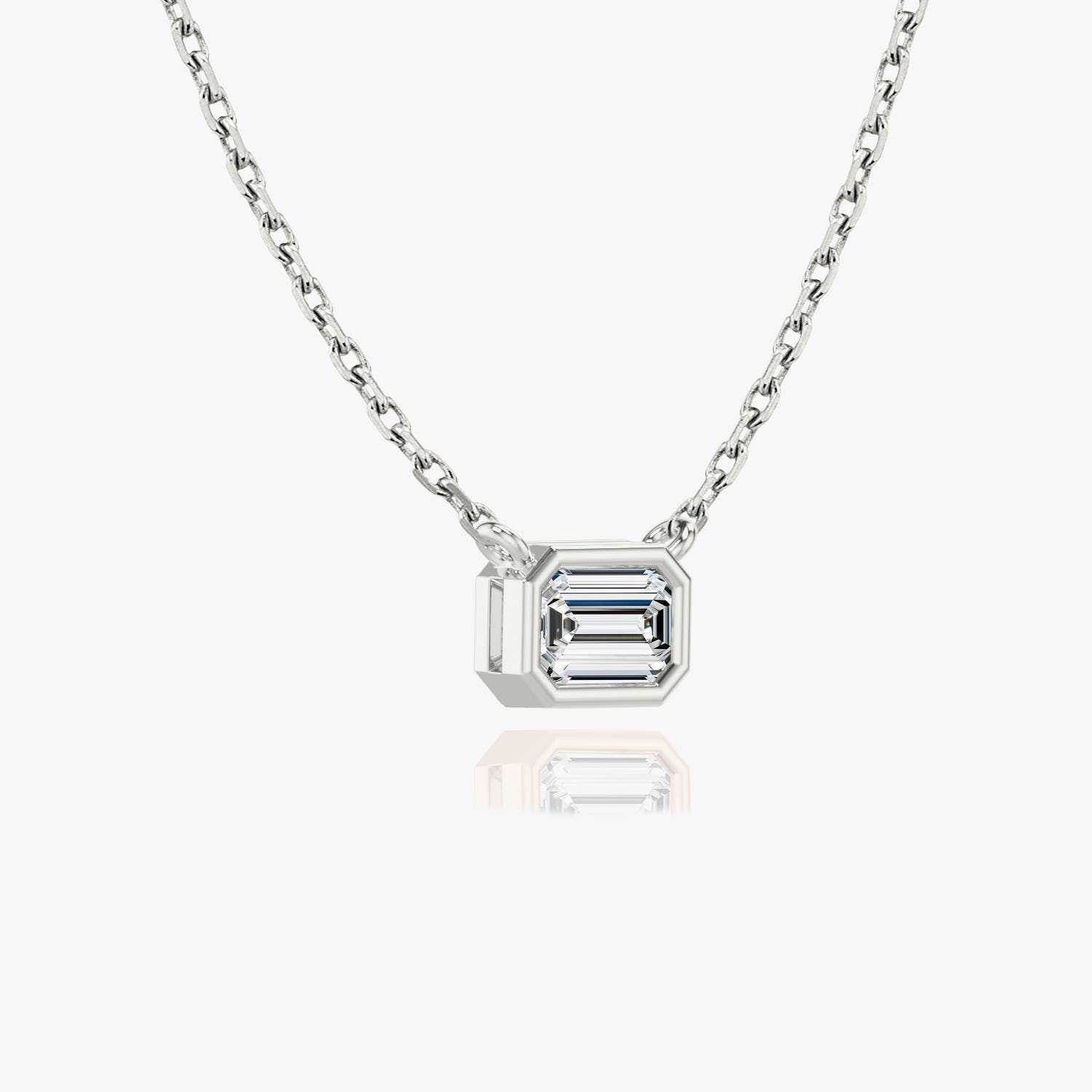 1.0CT Emerald Cut Bezel Solitaire D-VVS Lab Grown Diamond Necklace