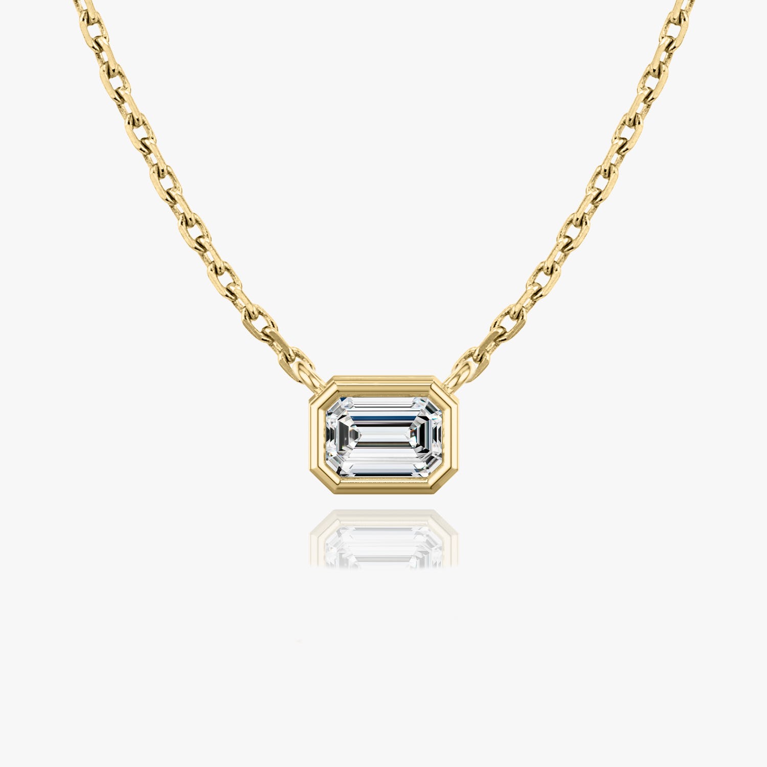1.0CT Emerald Cut Bezel Solitaire D-VVS Lab Grown Diamond Necklace