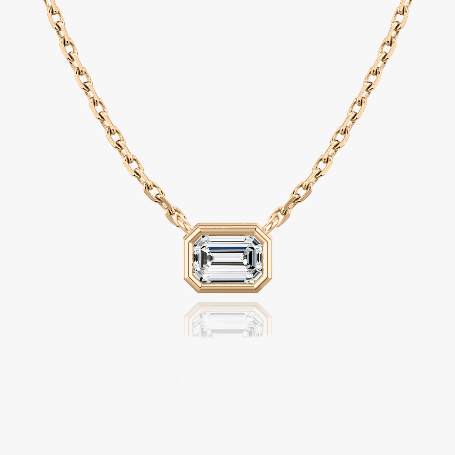 1.0CT Emerald Cut Bezel Solitaire D-VVS Lab Grown Diamond Necklace