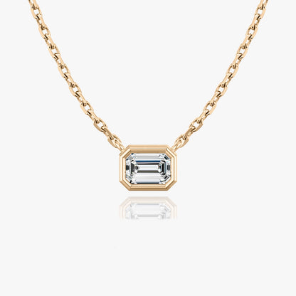 1.0CT Emerald Cut Bezel Solitaire D-VVS Lab Grown Diamond Necklace