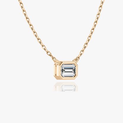 1.0CT Emerald Cut Bezel Solitaire D-VVS Lab Grown Diamond Necklace