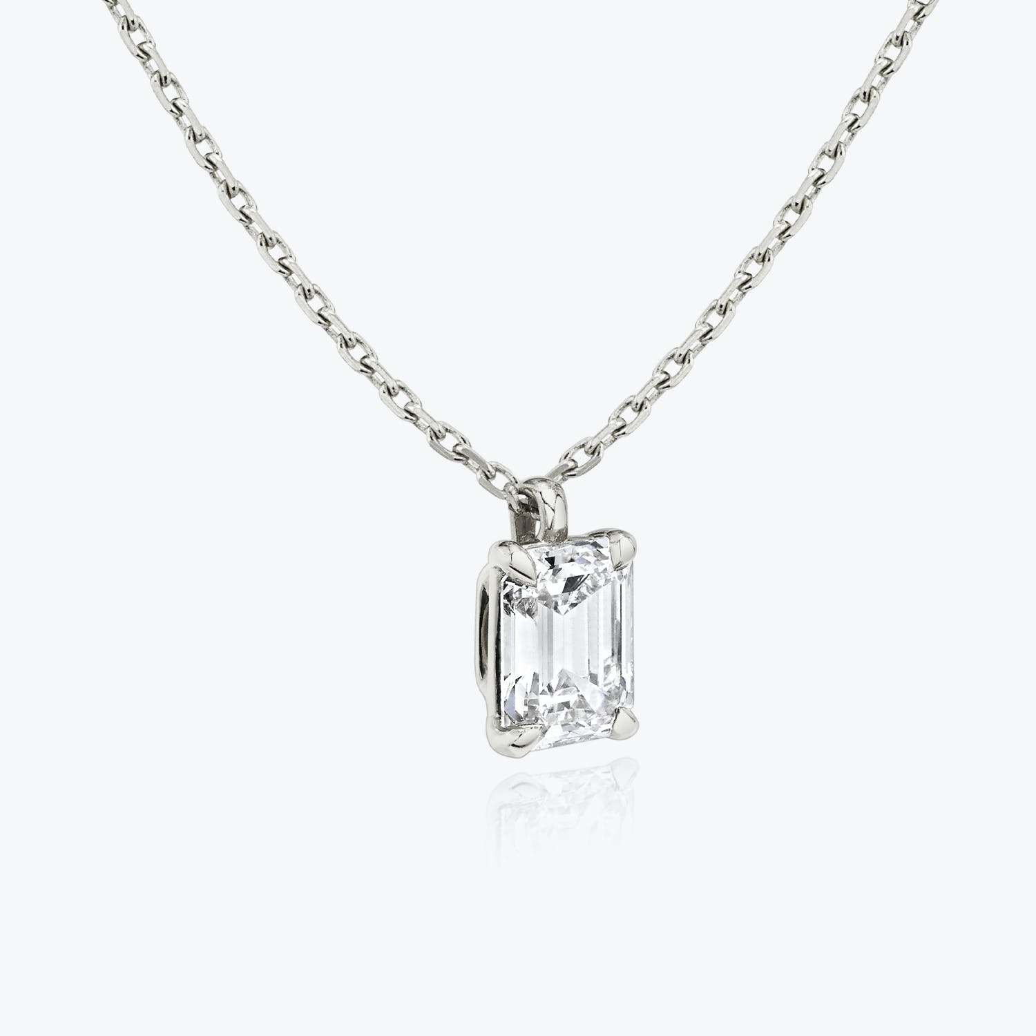 1.0CT Emerald Solitaire D-VVS Lab Grown Diamond Necklace