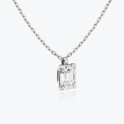 1.0CT Emerald Solitaire D-VVS Lab Grown Diamond Necklace