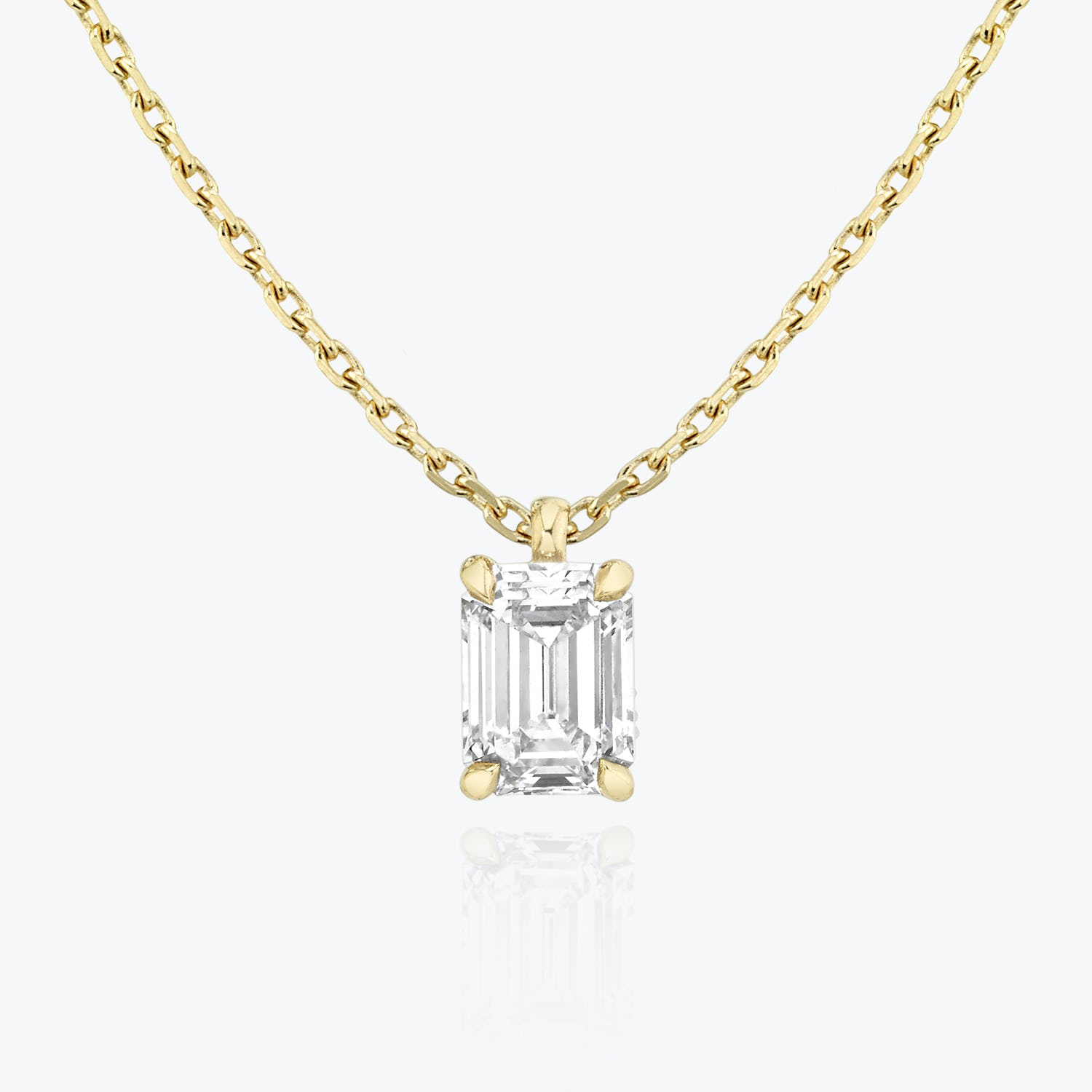 1.0CT Emerald Solitaire D-VVS Lab Grown Diamond Necklace