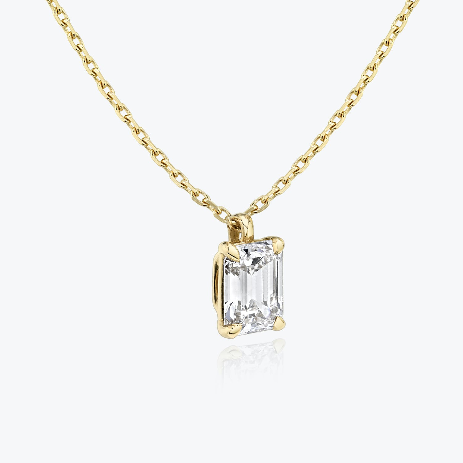 1.0CT Emerald Solitaire D-VVS Lab Grown Diamond Necklace