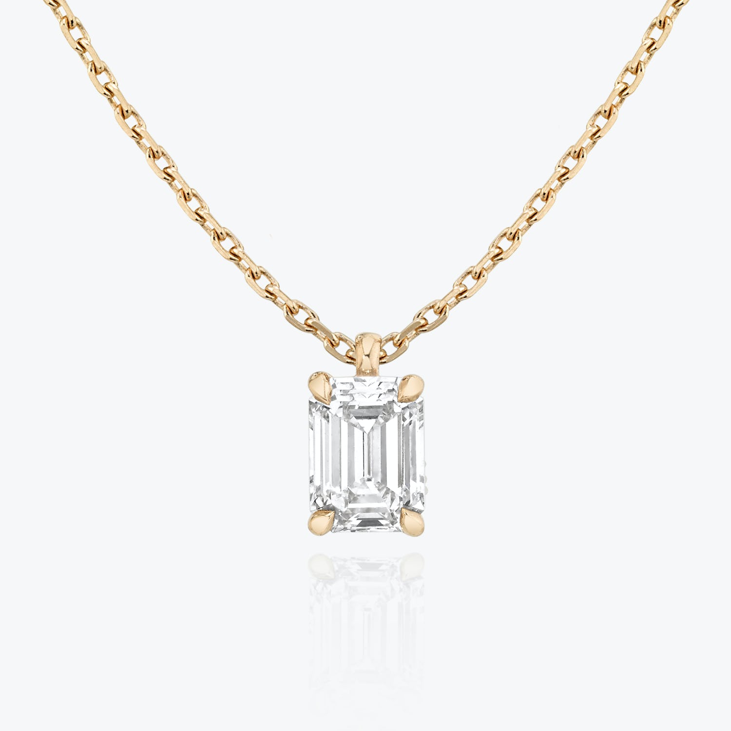 1.0CT Emerald Solitaire D-VVS Lab Grown Diamond Necklace