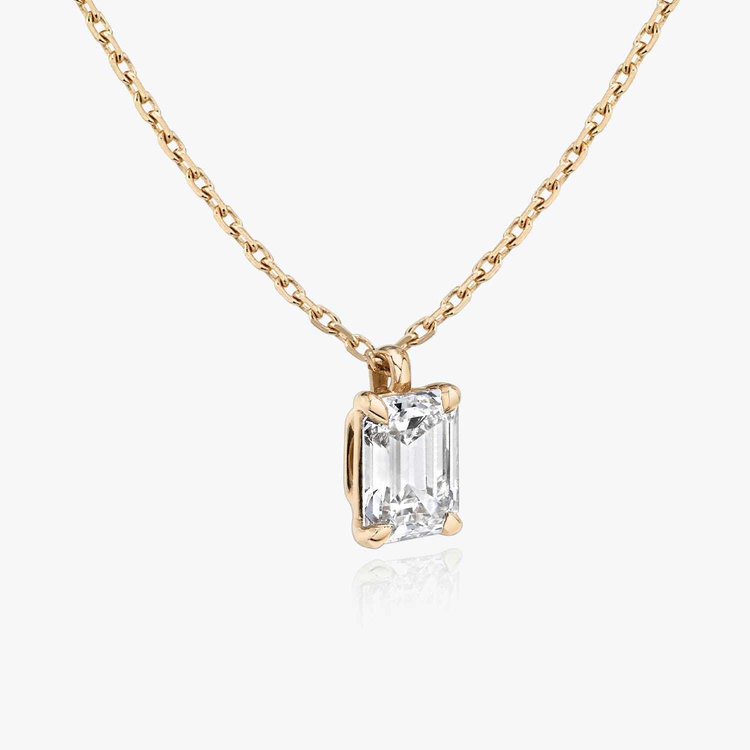 1.0CT Emerald Solitaire D-VVS Lab Grown Diamond Necklace