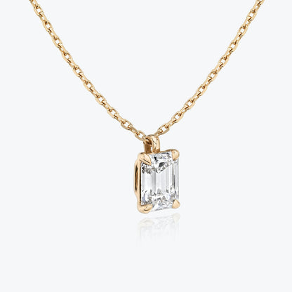 1.0CT Emerald Solitaire D-VVS Lab Grown Diamond Necklace