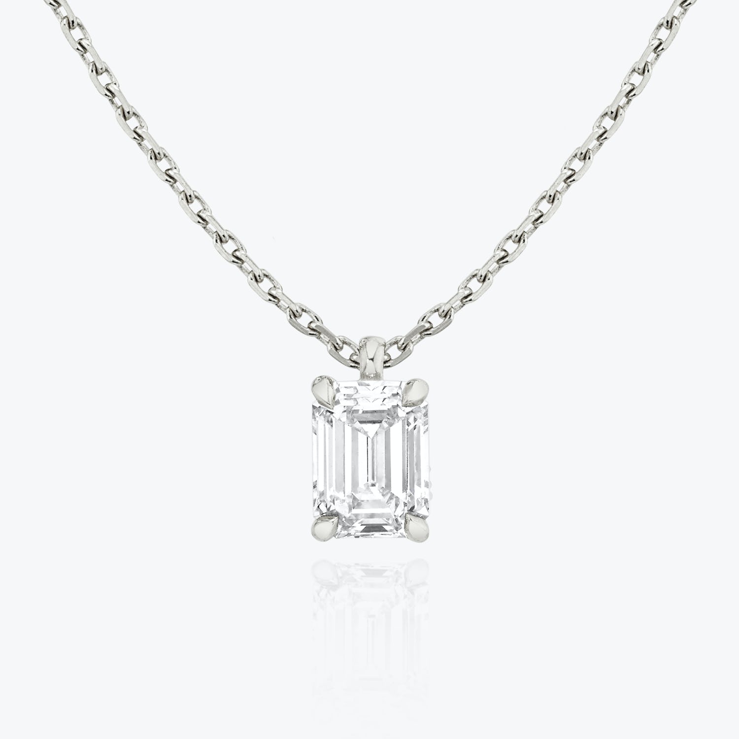 1.0CT Emerald Solitaire D-VVS Lab Grown Diamond Necklace