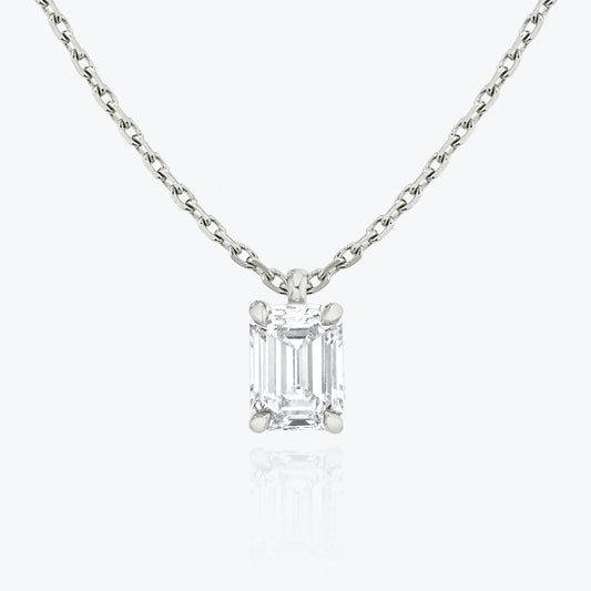 1.0CT Emerald Solitaire D-VVS Lab Grown Diamond Necklace