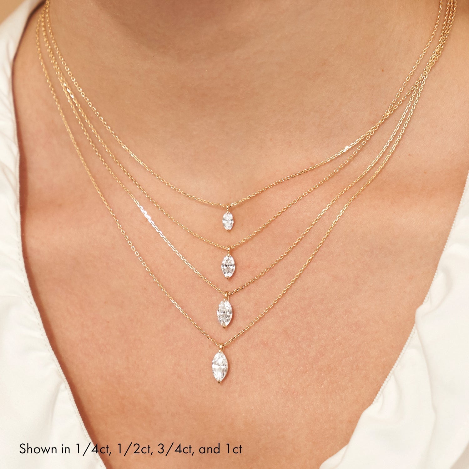 1.0CT Marquise Solitaire D-VVS Lab Grown Diamond Necklace