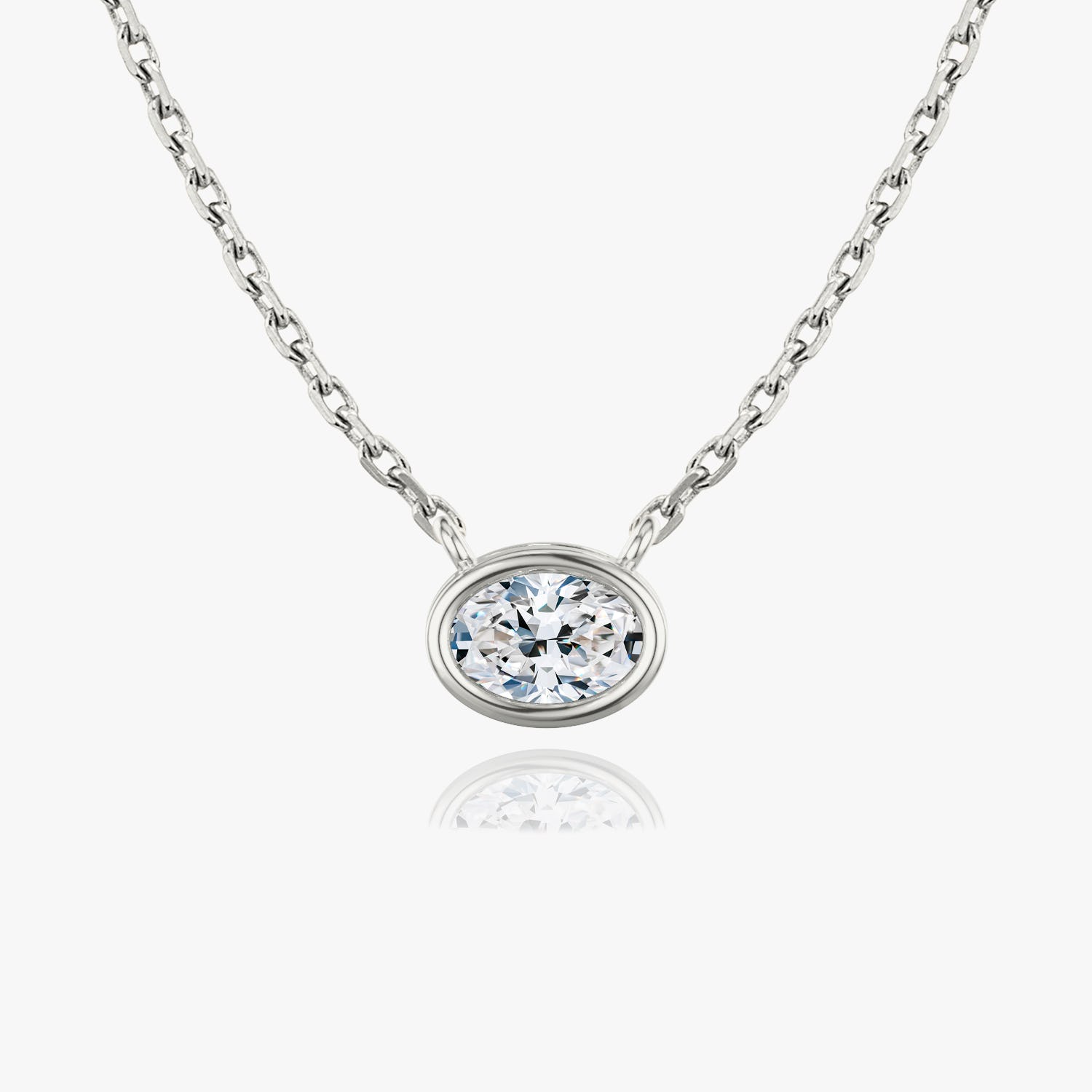 1.0CT Oval Bezel Solitaire D-VVS Lab Grown Diamond Necklace
