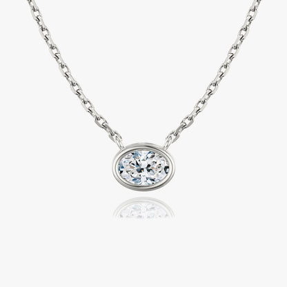1.0CT Oval Bezel Solitaire D-VVS Lab Grown Diamond Necklace